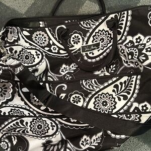Vera Bradley Canvas Carry on Black & White Pattern w/ cosmetic bag & small pouch